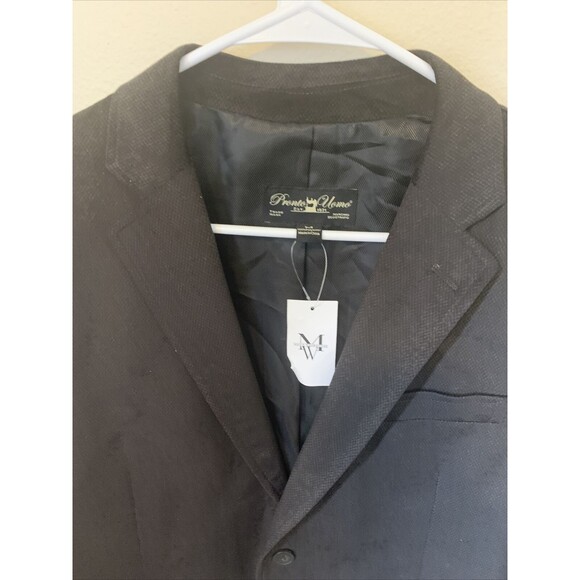 Pronto Uomo M Black Wool Two Button Mens Sport Coat Blazer Jacket - MSRP $149.99 - Picture 2 of 8